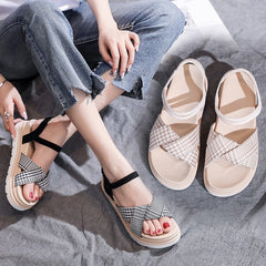 One-word Casual Elastic Flat Sandals