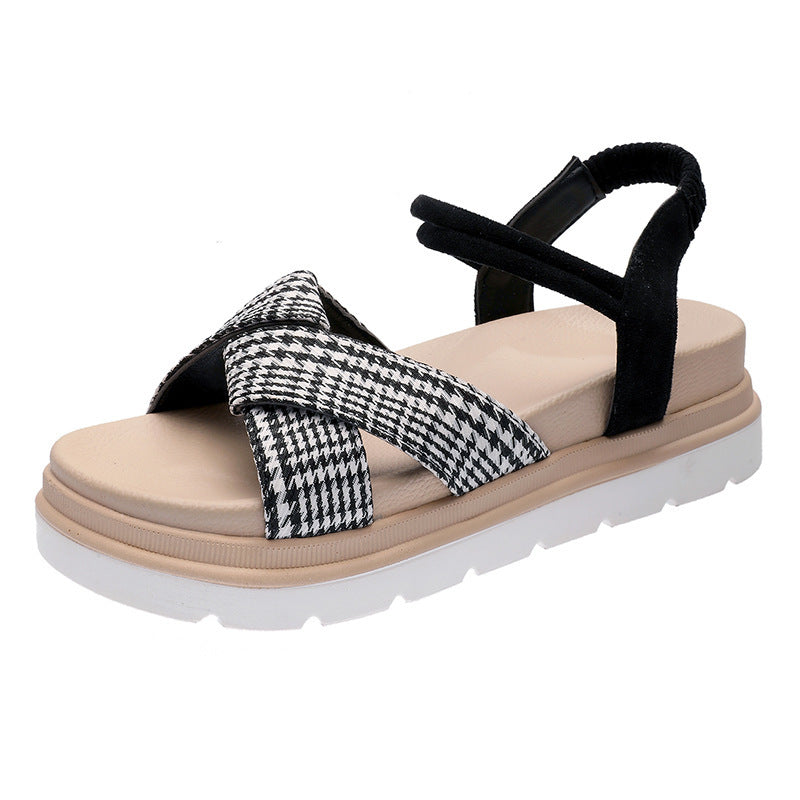 One-word Casual Elastic Flat Sandals
