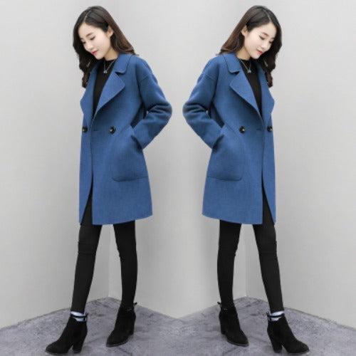 The Korean Version Of The Popular Hepburn Style Is Thin And All-Match Woolen Coat Women