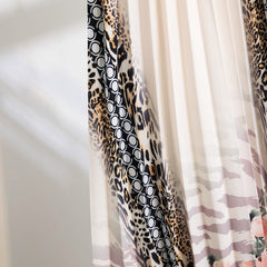 Printed Mid-Length Pleated Large Hem A-Line Skirt