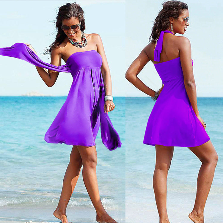 Variety Of Streamers Wrapped Chest Beach Skirt Poly