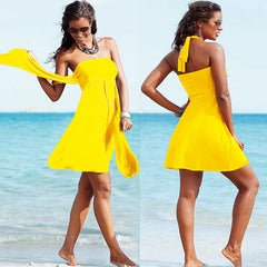 Variety Of Streamers Wrapped Chest Beach Skirt Poly