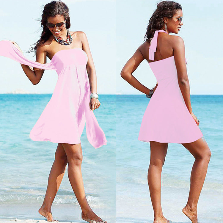 Variety Of Streamers Wrapped Chest Beach Skirt Poly