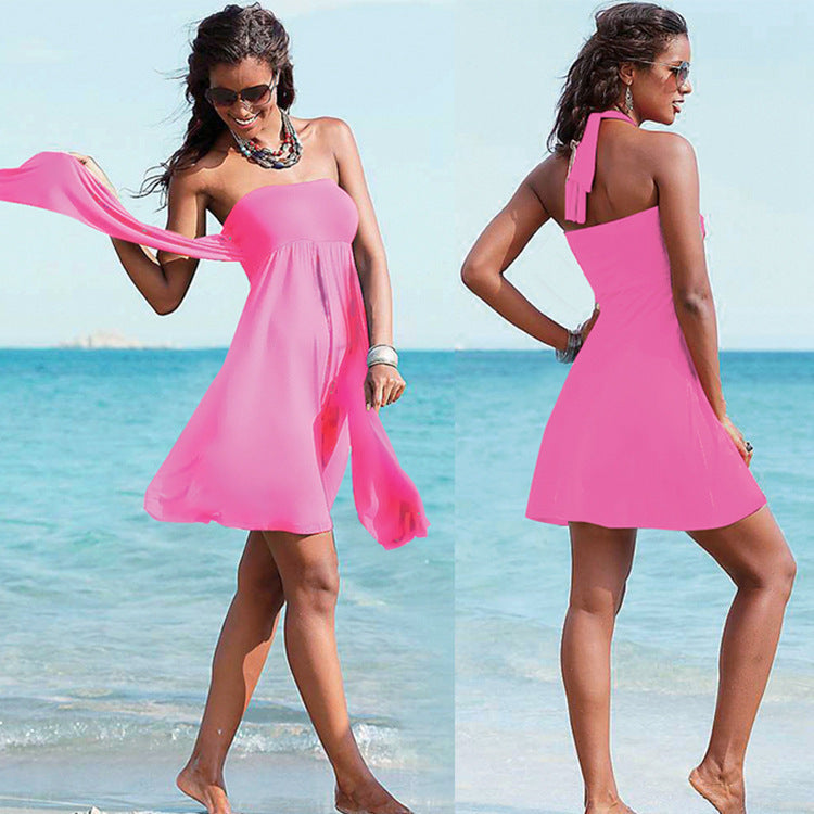 Variety Of Streamers Wrapped Chest Beach Skirt Poly