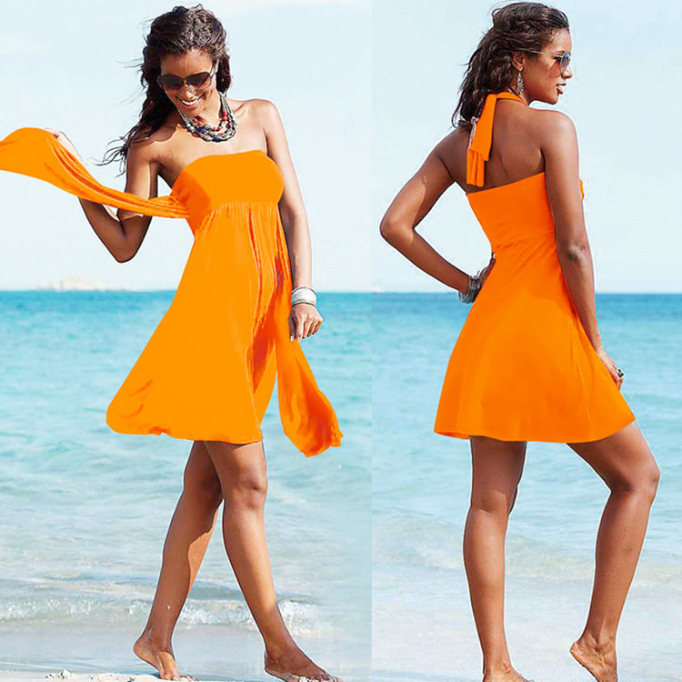 Variety Of Streamers Wrapped Chest Beach Skirt Poly