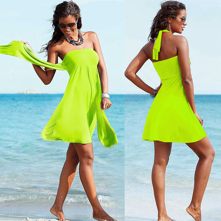 Variety Of Streamers Wrapped Chest Beach Skirt Poly