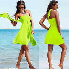 Variety Of Streamers Wrapped Chest Beach Skirt Poly