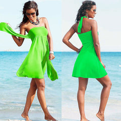 Variety Of Streamers Wrapped Chest Beach Skirt Poly