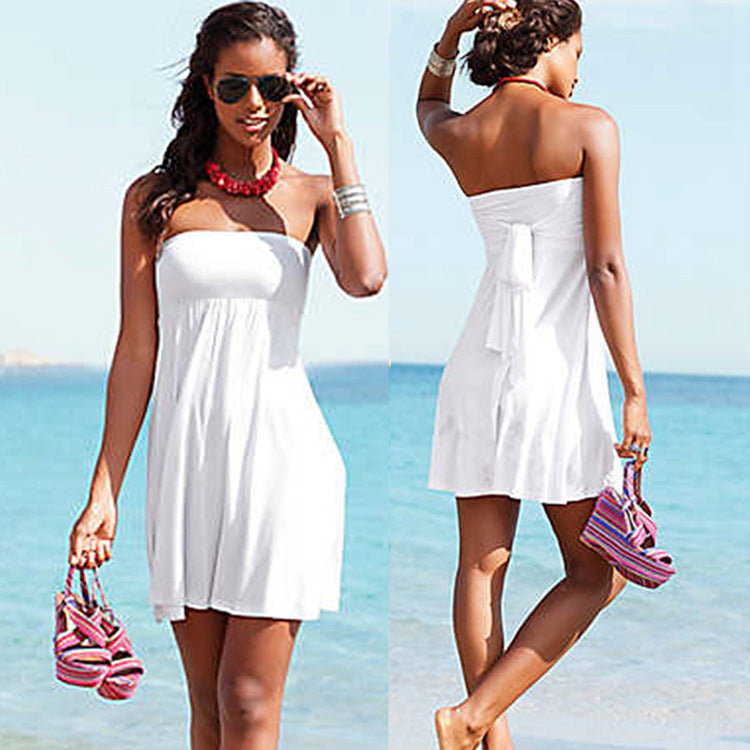 Variety Of Streamers Wrapped Chest Beach Skirt Poly