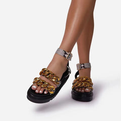 Snakeskin Women'S Sandals With Platform Buckle