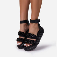 Snakeskin Women'S Sandals With Platform Buckle