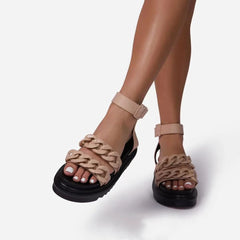 Snakeskin Women'S Sandals With Platform Buckle