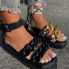 Snakeskin Women'S Sandals With Platform Buckle