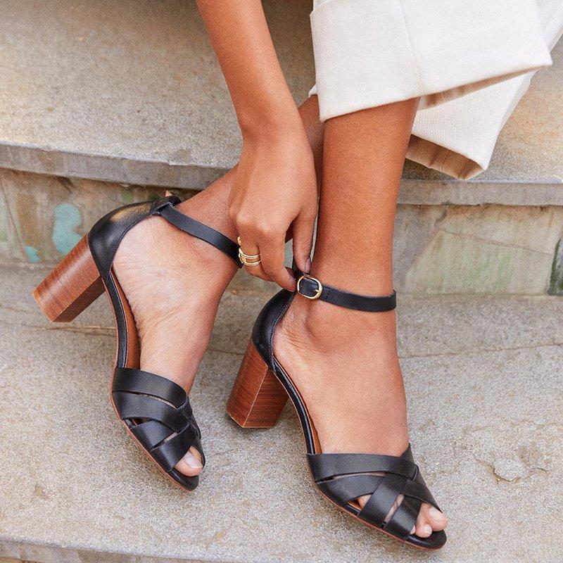 High Heel Chunky Heel Buckle Sandals