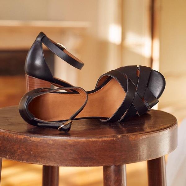 High Heel Chunky Heel Buckle Sandals