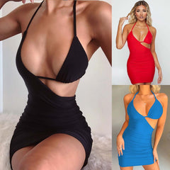 European And American Summer Sexy Sling Pleated Nightclub Dress