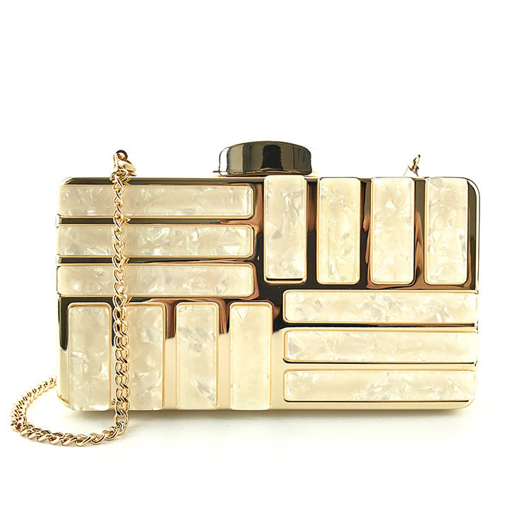 Gold Acrylic Clutch Bags For Women New Shoulder Bag Fashion - Gold - Clothing