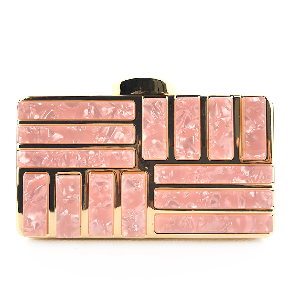Gold Acrylic Clutch Bags For Women New Shoulder Bag Fashion - Gold - Clothing