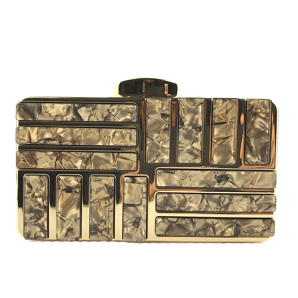 Gold Acrylic Clutch Bags For Women New Shoulder Bag Fashion - Gold - Clothing