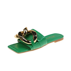 Net Red Metal Chain Sandals For Women's Outer Wear