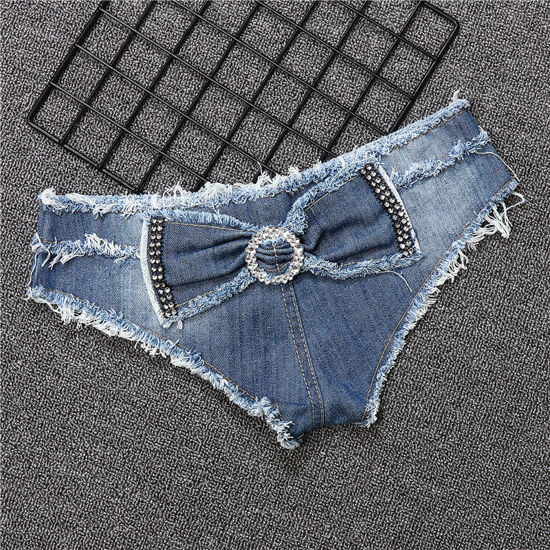 Dawery Women's Y2K Low-Waist Denim Shorts – Sexy Slim Fit Mini Jeans with Bow Detail for Summer