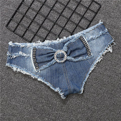 Dawery Women's Y2K Low-Waist Denim Shorts – Sexy Slim Fit Mini Jeans with Bow Detail for Summer