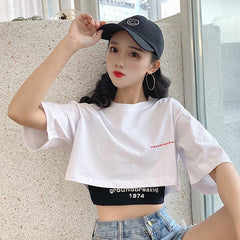 Vest + solid color short short sleeve T-shirt set
