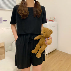 Ice silk thin short sleeve pajamas set