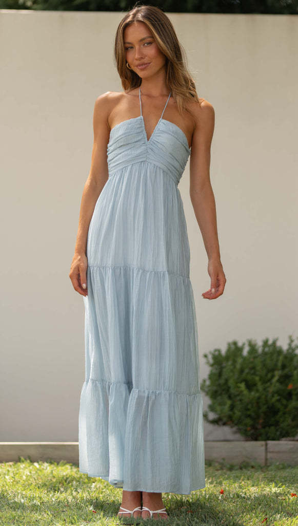 V-neck Brace Long Stitching Dress Elegant Shoulder-baring Sleeveless Hanging