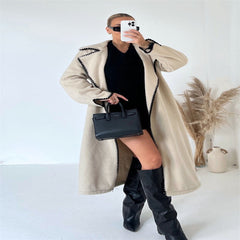 Women's Hook Edge Reversible Woolen Coat