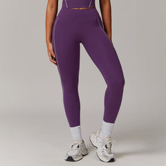 Fitness Contrast Color High Waist Nude Feel Pocket Yoga Pants