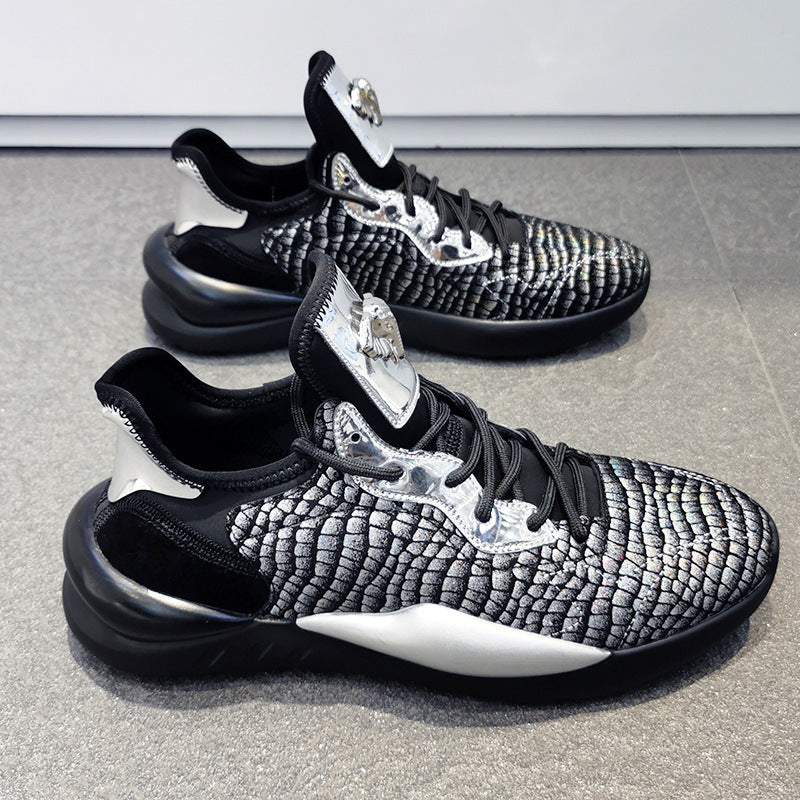 Snake print color block fashion casual shoes