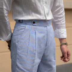 Striped Seersucker Shorts Casual Thin Breathable