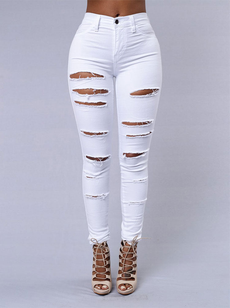 Women’s Distressed High-Rise Jeans – Slim Fit, Stretch, Boyfriend Style