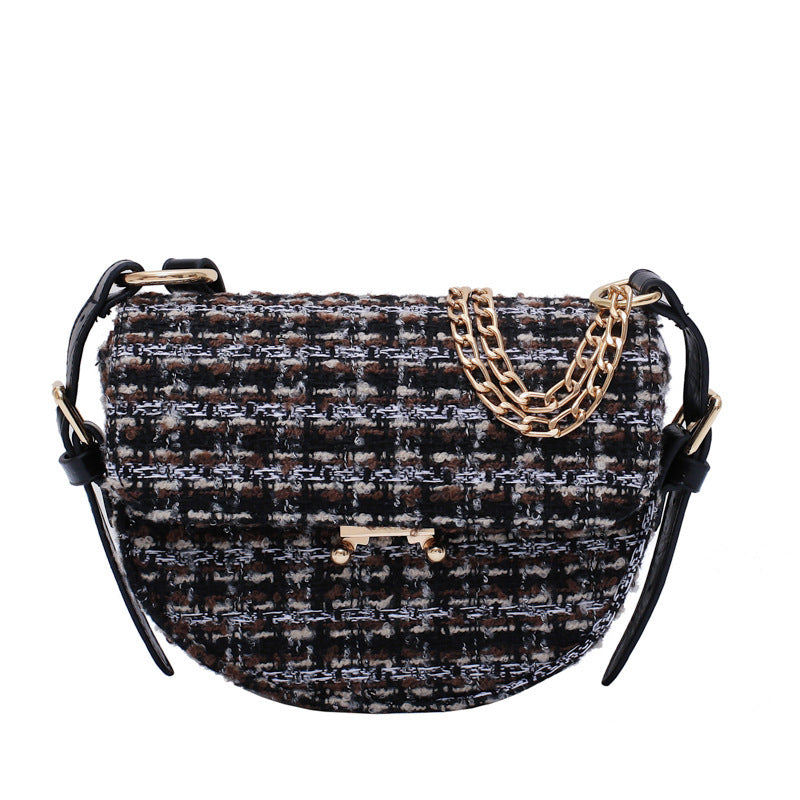 Checked shoulder bag - Khaki - Clothing
