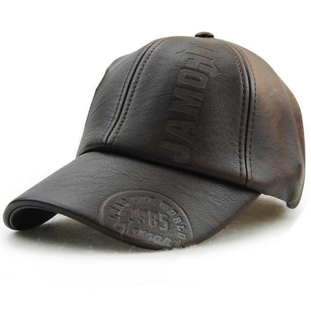 Men's Winter PU Leather Baseball Cap – Vintage British Street Style Military Peaked Trucker Hat, Warm Sports Design