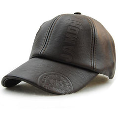 Men's Winter PU Leather Baseball Cap – Vintage British Street Style Military Peaked Trucker Hat, Warm Sports Design
