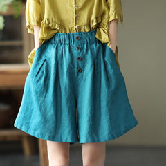 New Women's Literature Retro Cotton Linen Casual Loose Shorts