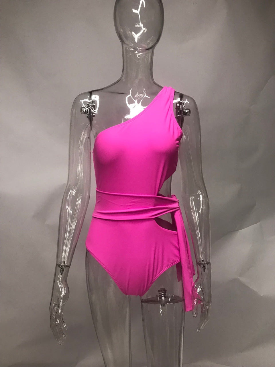 Women's One-Shoulder Abdominal  Waist One-Piece Swimsuit