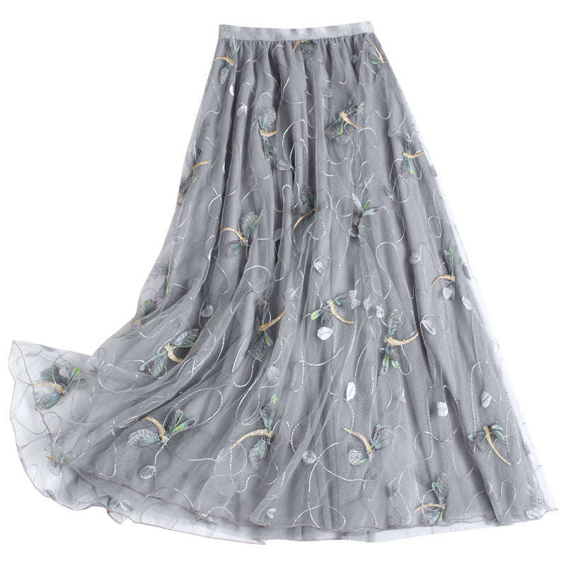 Three-dimensional Dragonfly Skirt Female High Waist Big Swing Fairy Net Yarn