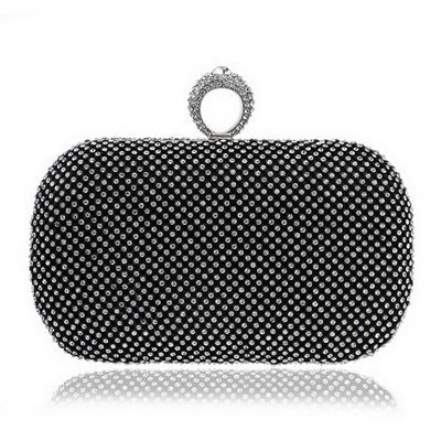 Evening Clutch Bags Diamond-Studded Evening Bag With Chain Shoulder Bag - Black - Clothing