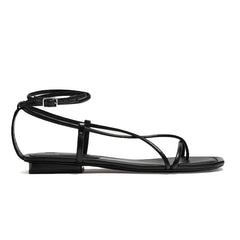 Multi-strap Flat Cowhide Sandals Lace-up Fashion Sandals Women's Shoes