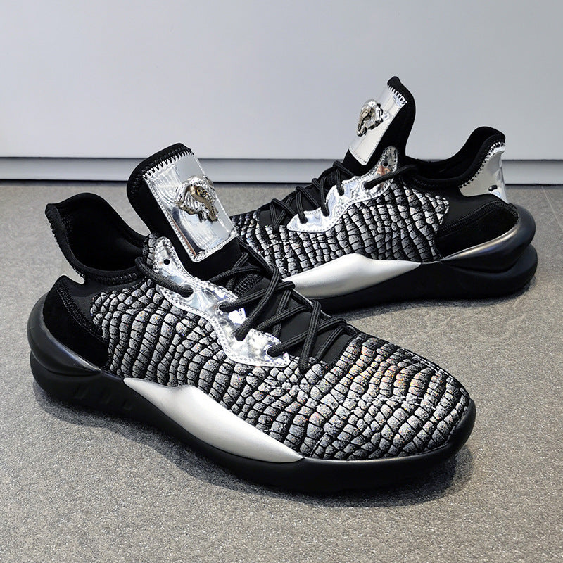 Snake print color block fashion casual shoes