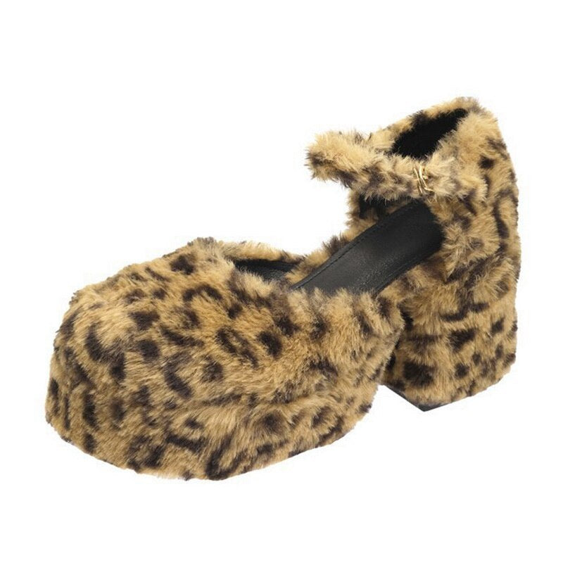 Leopard Print Everyday Flat-heel Buckle Low-top Shoes