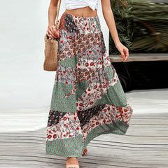 Loose fashion print high waist skirt