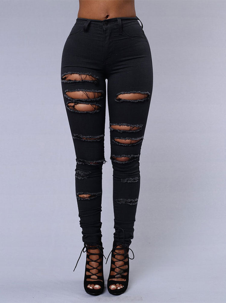 Women’s Distressed High-Rise Jeans – Slim Fit, Stretch, Boyfriend Style