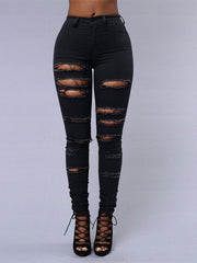 Women’s Distressed High-Rise Jeans – Slim Fit, Stretch, Boyfriend Style