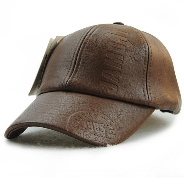 Men's Winter PU Leather Baseball Cap – Vintage British Street Style Military Peaked Trucker Hat, Warm Sports Design