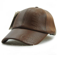 Men's Winter PU Leather Baseball Cap – Vintage British Street Style Military Peaked Trucker Hat, Warm Sports Design