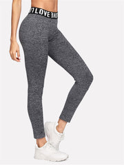 LOVE Elastic Waist Basic Yoga Pants